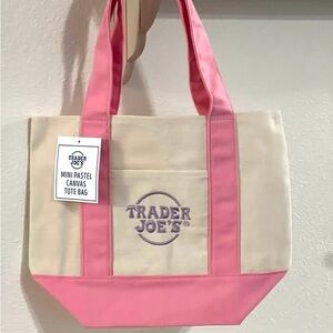 Trader Joe's Pink & Cream Mini Canvas Tote